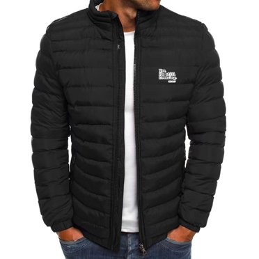 Styesk Vestes pour Hommes Hiver Imprimé Lettre Manches Longues Chaud Poche Zippée à Capuche Col Montant Veste Décontractée