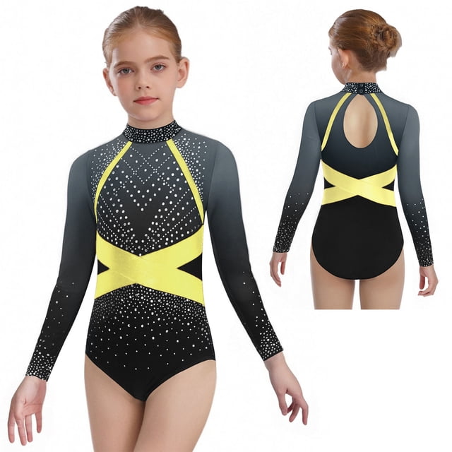 CHICTRY Gymnastics Bodysuit for Girls Tank Unitards Ballet Dance Leotard Workout Color Block Practice Outfit Gray 6