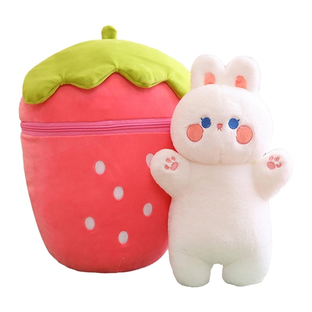 Esquirla Cute Flip Strawberry to Animal Plush Toy Car Decorative Soft Toy Accompany Sleep 40cm Rabbit