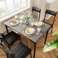 thumbnail image 4 of Dining Table Set for 4, Kitchen Table and Chairs, Metal and Wood Rectangular Dining Room Table Set with 4 Upholstered Chairs, 5 Piece Dining Set for Small Space, Apartment, Rustic Brown, 4 of 9