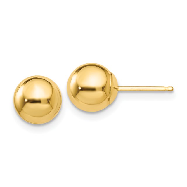 14k Yellow Gold 7mm Ball Stud Earrings Button