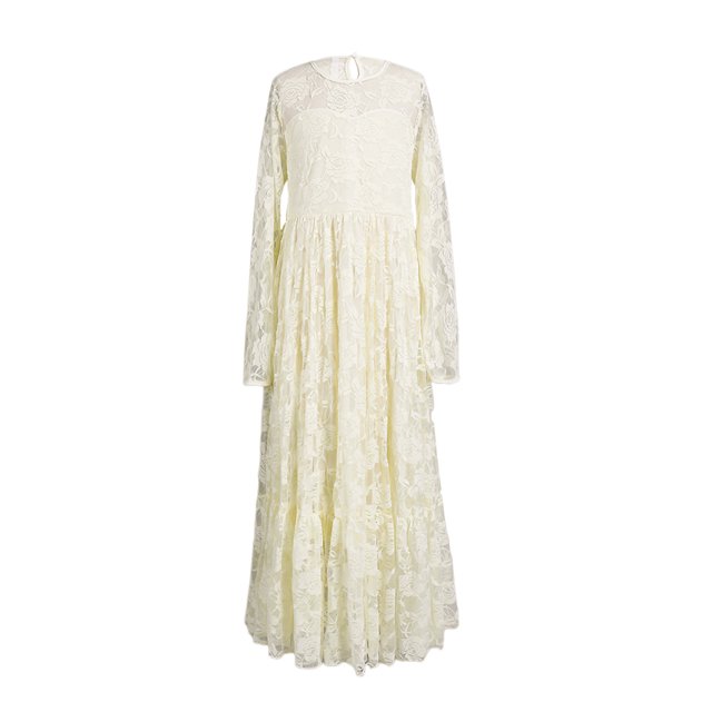 Cathalem Robes Habillées d'Automne pour Filles Robes pour Filles Manches Longues Couleur Unie à Volants à Étages Robe Décontractée (Wh2, 10-12 Ans)