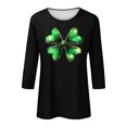 thumbnail image 5 of Elvqul Chemises de Mode pour Femmes Grande Taille T-Shirts de la Saint-Patrick Manches 3/4 Imprimé Col Rond Mignon Vert Hauts pour Dames, 5 of 5