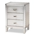 thumbnail image 1 of Bowery Hill Contemporary Silver Metal 3-Drawer Nightstand, 1 of 9