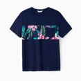 thumbnail image 2 of PatPat Family Matching Floral Panel Tee and Flower Pattern Ruffle Hem Strap Dress Sets, 2 of 4