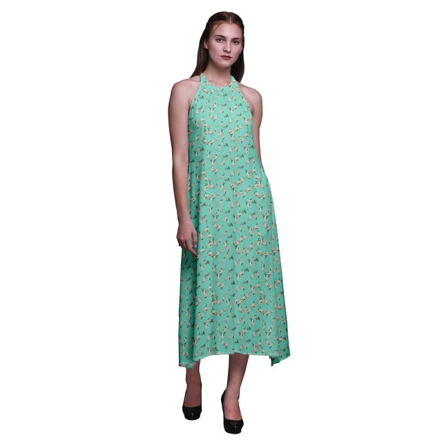 Bimba Robe de Plage d'Été à Dos Nu Imprimée Florale pour Femmes - Petite