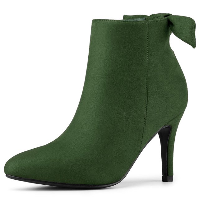 Unique Bargains Women's Pointed Toe Heel Side Ankle Stiletto Boots