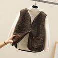 thumbnail image 1 of Mikilon Women Pocket Vest Coat Short Jacket Winter Sleeveless Fleece Button Solid Outerwear, 1 of 3