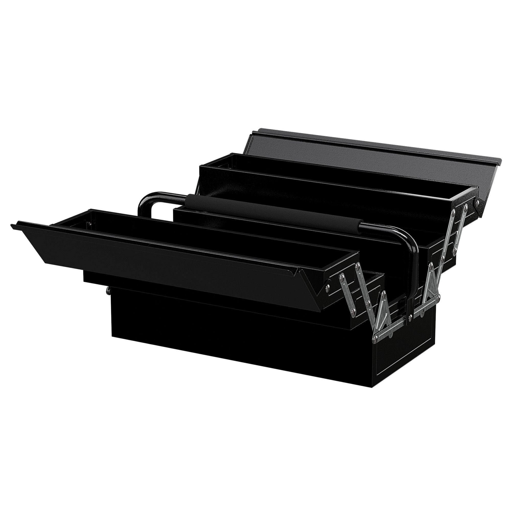 18" inches Metal Tool Box, Portable 5-Tray Cantilever Steel Tool Chest Cabinet, Black