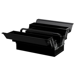 18" inches Metal Tool Box, Portable 5-Tray Cantilever Steel Tool Chest Cabinet, Black