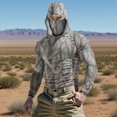 thumbnail image 2 of Chandail à Capuchon Rafraîchissant pour Hommes Unisexe à Imprimé Camouflage, Couvre-Visage et Protection Solaire UPF, Haut à Manches Longues Coupe Raglan avec Tissu Ultraléger Qui Évacue l'Humidité, Capuche Ajustable pour Aventures d'Été Style Décontracté Sportif, 2 of 9