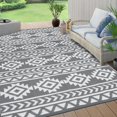 thumbnail image 2 of Findosom 9'x12' Waterproof Outdoor Rug, Foldable Reversible Plastic Straw Rug, Large Patio Rug for Outdoors, RV, Patio, Backyard, Deck, Picnic, Beach, Camping Gray, 2 of 6