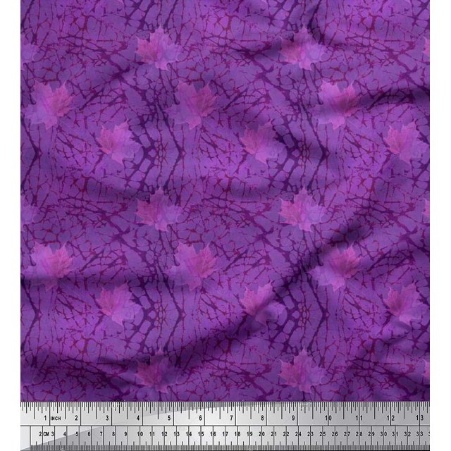 Soimoi Tissu Poly Georgette Texture et Feuilles d'Automne Tissu Imprimé 1 Yard 52 Pouces de Large