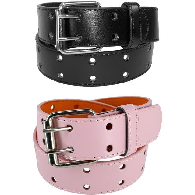 CTM® Kid's Leather Two Hole Jean Belt (Pack of 2 Colors)