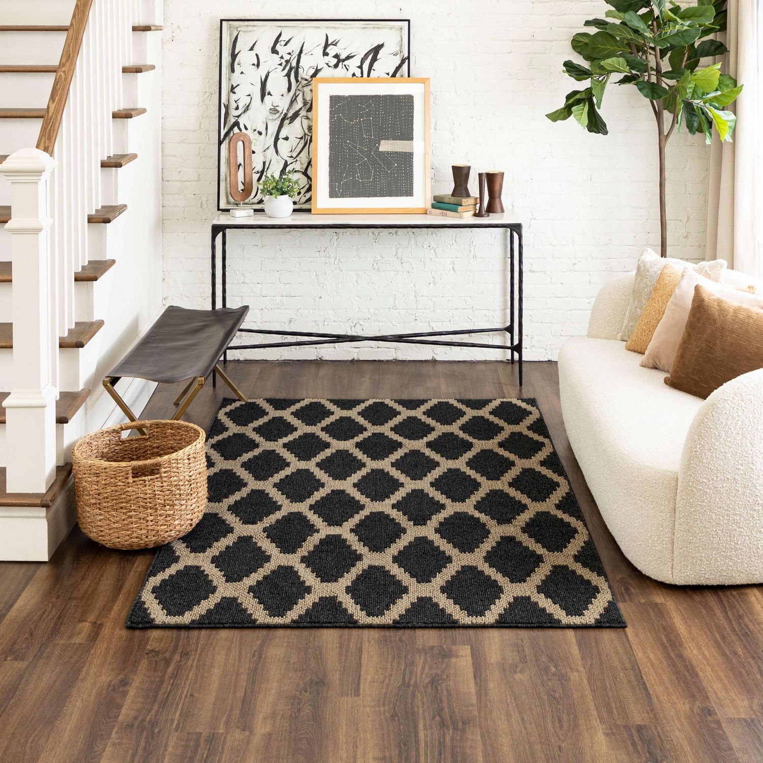 Mohawk Home - Tapis touffeté en polyester à motif de losanges, praline/havane