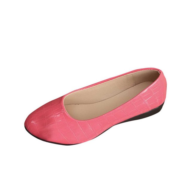 Ballerines pour Femmes à Enfiler Bout Amande Pierre Embossée Micro Compensées Semelle Souple Printemps Été Chaussures Décontractées Rose