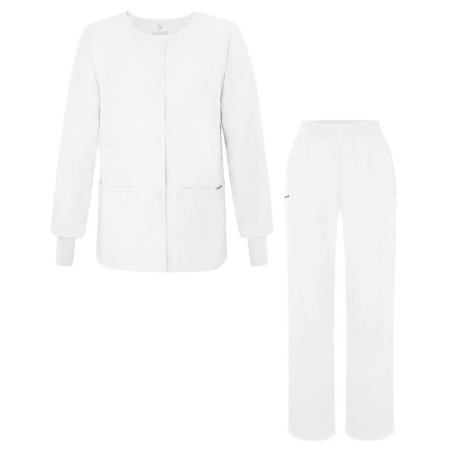 Adar Universal Women's Scrub Set - Warm-Up Scrub Jacket and Elastic Pull-On Pants