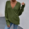 thumbnail image 4 of Fashion Women Solid Color Long Sleeve Pullove V-Neck Shirt Sweater Tops, 4 of 9