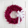 thumbnail image 1 of Northlight Metallic Tinsel Artificial Christmas Wreath - 24" - Dark Pink - Unlit, 1 of 6