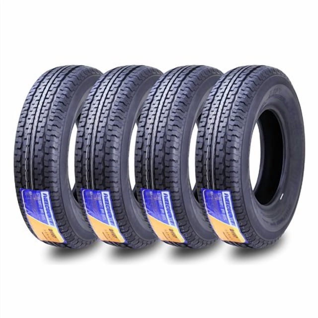 Grand Ride Set 4 Free Country Trailer Tires ST185/80R13 8 Ply/Load Range D Steel Belted Radial w/Featured Scuff Guard 11135