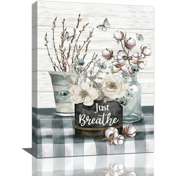 Purple Lavender Bathroom Wall Art Farmhouse Lavender Flower Pictures Wall Decor Country Rustic Floral Inspirational Canvas Painting Modern Home Framed Artwork For Office Bedroom 12"X16"