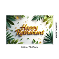 thumbnail image 3 of Happy Retirement Banner with Green Leaves Gold Balls and Stars Background Party Decoration for Retirement Parties Photo Backdrop Retirement Celebrations Decor Props, 3 of 4