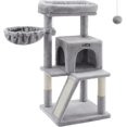 thumbnail image 1 of Cat Tree Small Cat Tower with Widened Perch for Large Cats Indoor Kittens cm MultiLevel Cat Condo Scratching Posts and Ramp Door Cat Cave Cat Basket Light UPCTW, 1 of 9