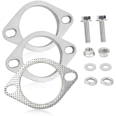 2-Bolt 2.5 Inch Exhaust Flange Repair Kit,Stainless Steel Exhaust System Kit with Exhaust Gasket & Exhaust Bolts,Exhaust Pipe Flange Gasket for Automotive Replacement Exhaust Flanges (2.5") 2.5"