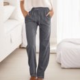 thumbnail image 2 of VEKDONE Womens Linen Long Pants Dark Gray XL, 2 of 4