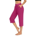 thumbnail image 2 of Plebaso Pantalons Capri pour Femmes Taille Haute Croisée Pantalons de Yoga Décontractés avec Poches, 2 of 7