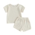 thumbnail image 1 of Plebaso Boys Girls casual Summer Solid Color Short-Sleeved Shorts Two-Piece Set Kids Summer Clothes Suits, 1 of 4