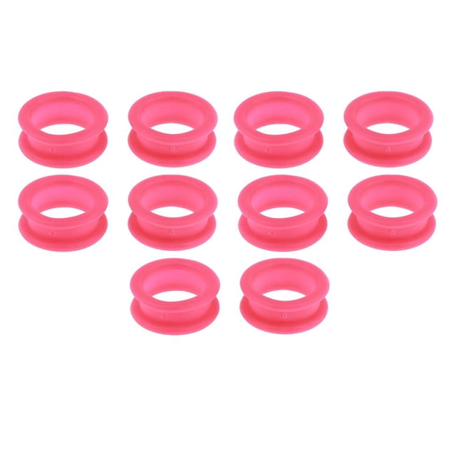 HILABEE 10pcs/set Candy Color Soft Scissors Shears Finger Thumb Rings Inserts Grips - Rose Red