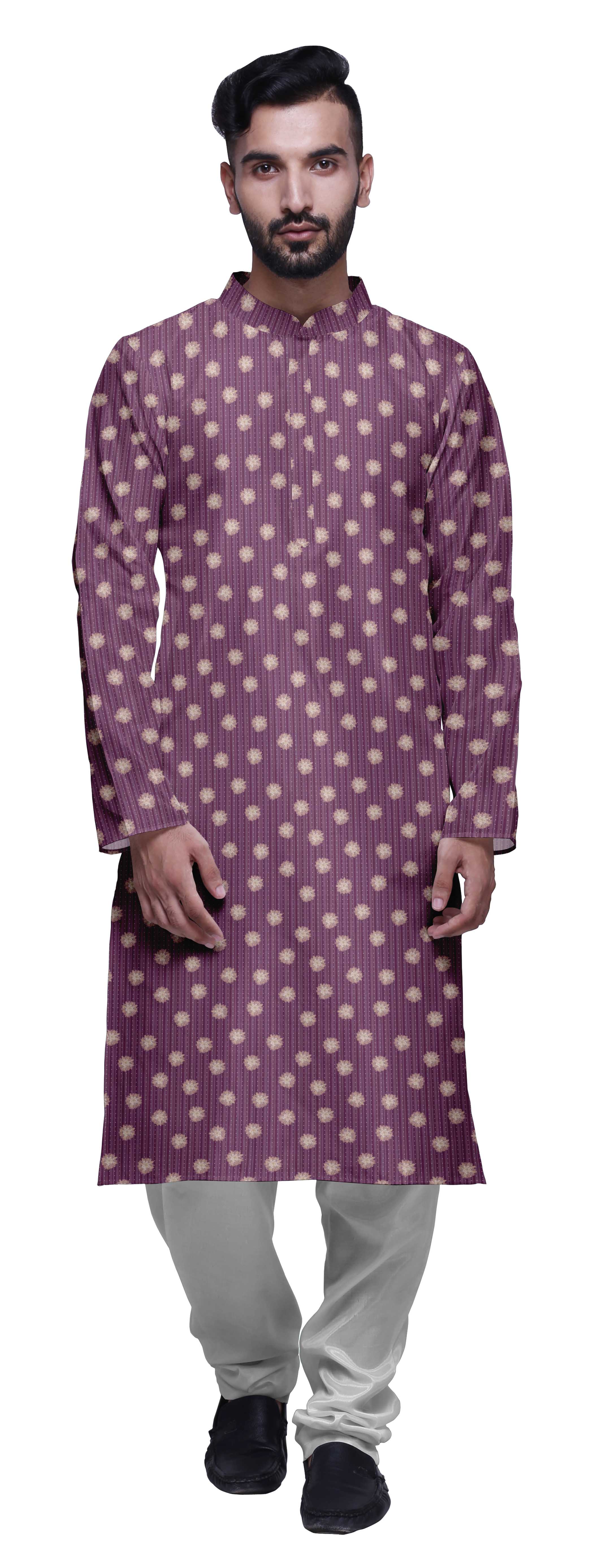 Atasi Party Wear Kurta Pajama For Men Mandarin Collar Ethnic Printed Kurta Set