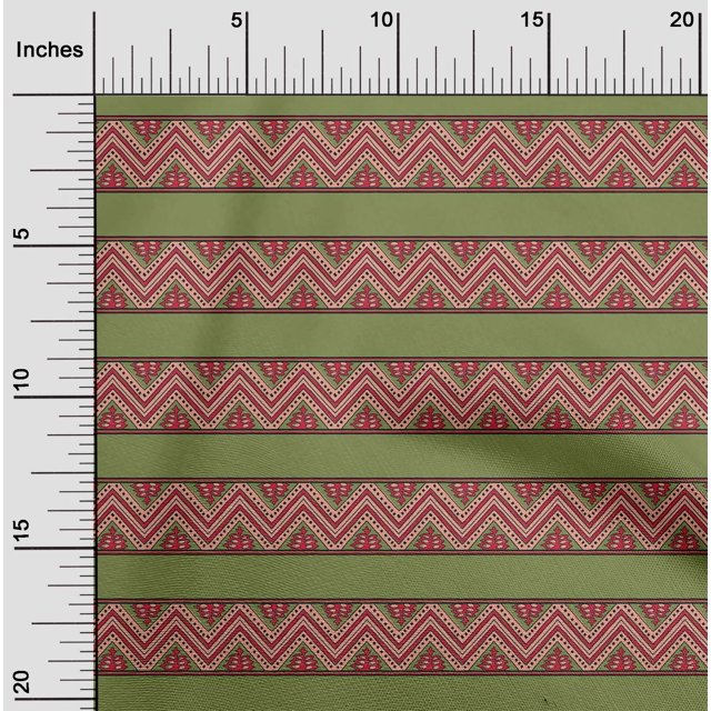 oneOone Georgette Viscose Fabric Floral & Chevron Block Print Fabric By The Yard 42 Inch Wide