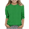 thumbnail image 1 of Bwiyojiz Tailles Mode 110-160 T-Shirts/chemises pour Enfants à Couleur Unie à Manches 3/4 à Col Rond, Vert, 1 of 5