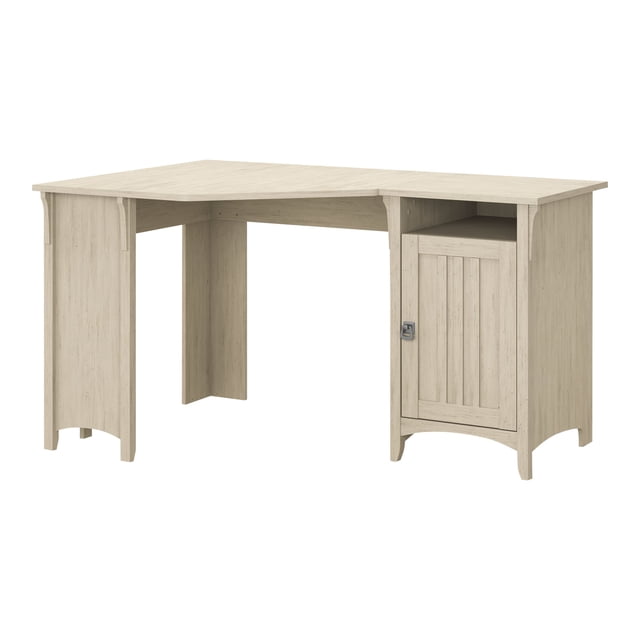 Bush Furniture Salinas 55W Corner Desk with Storage in Antique White