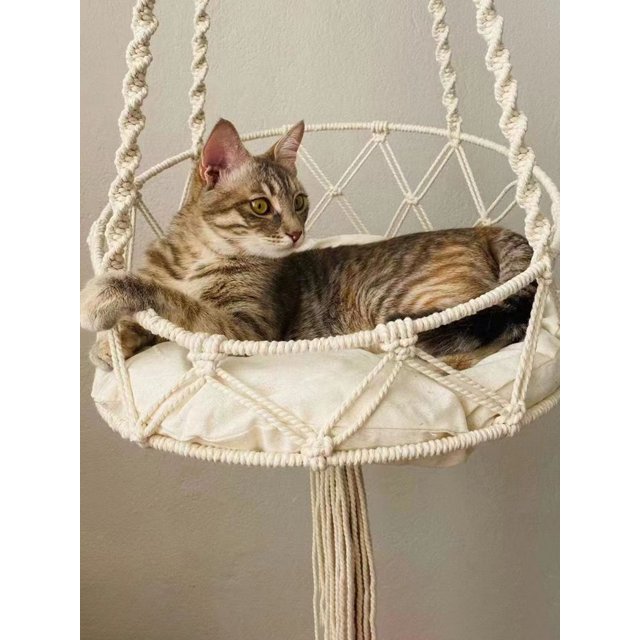 1pc Cat Hanging Woven Hammock Bed Suitable For Small And Medium-sized Cats To Sleep In Four Seasons (1-7kg) (excluding Mat)