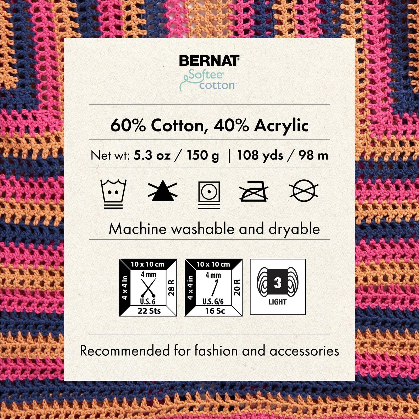Bernat® Fil Softee® Cotton™, Mélange de Coton #3 Léger, 4,2 Oz/120 G
