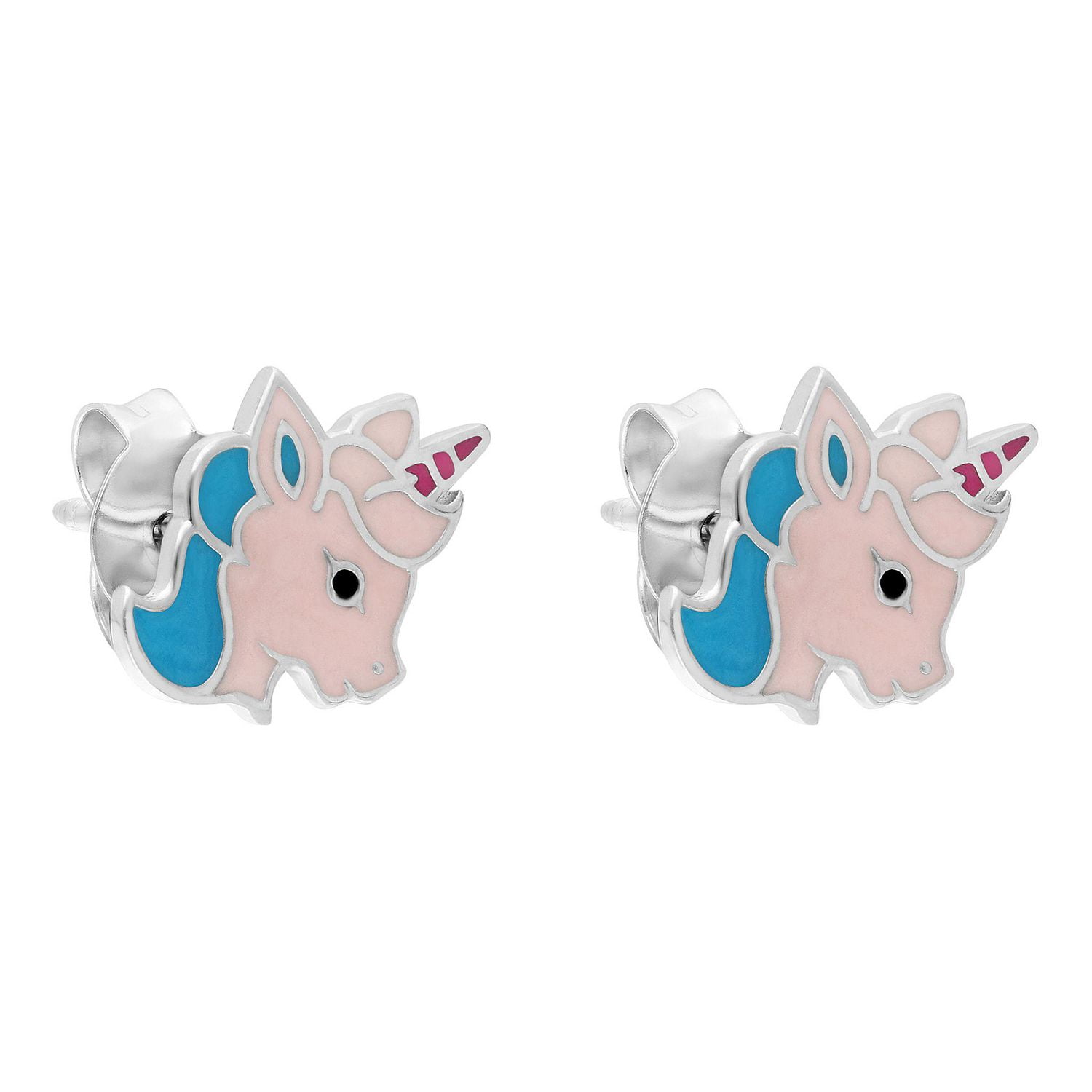 Quintessential Sterling Silver Enamelled Unicorn Stud