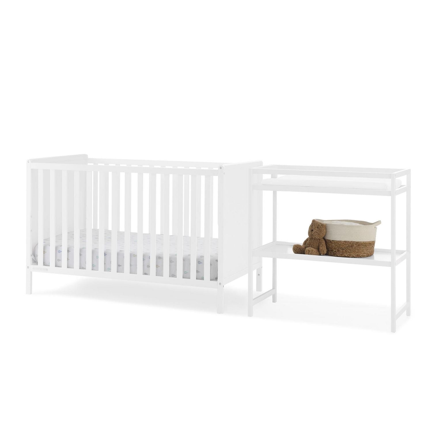 Delta Children Ruby 6-in-1 Convertible Crib & Changing Table Set - Greenguard Gold Certified, Bianca White
