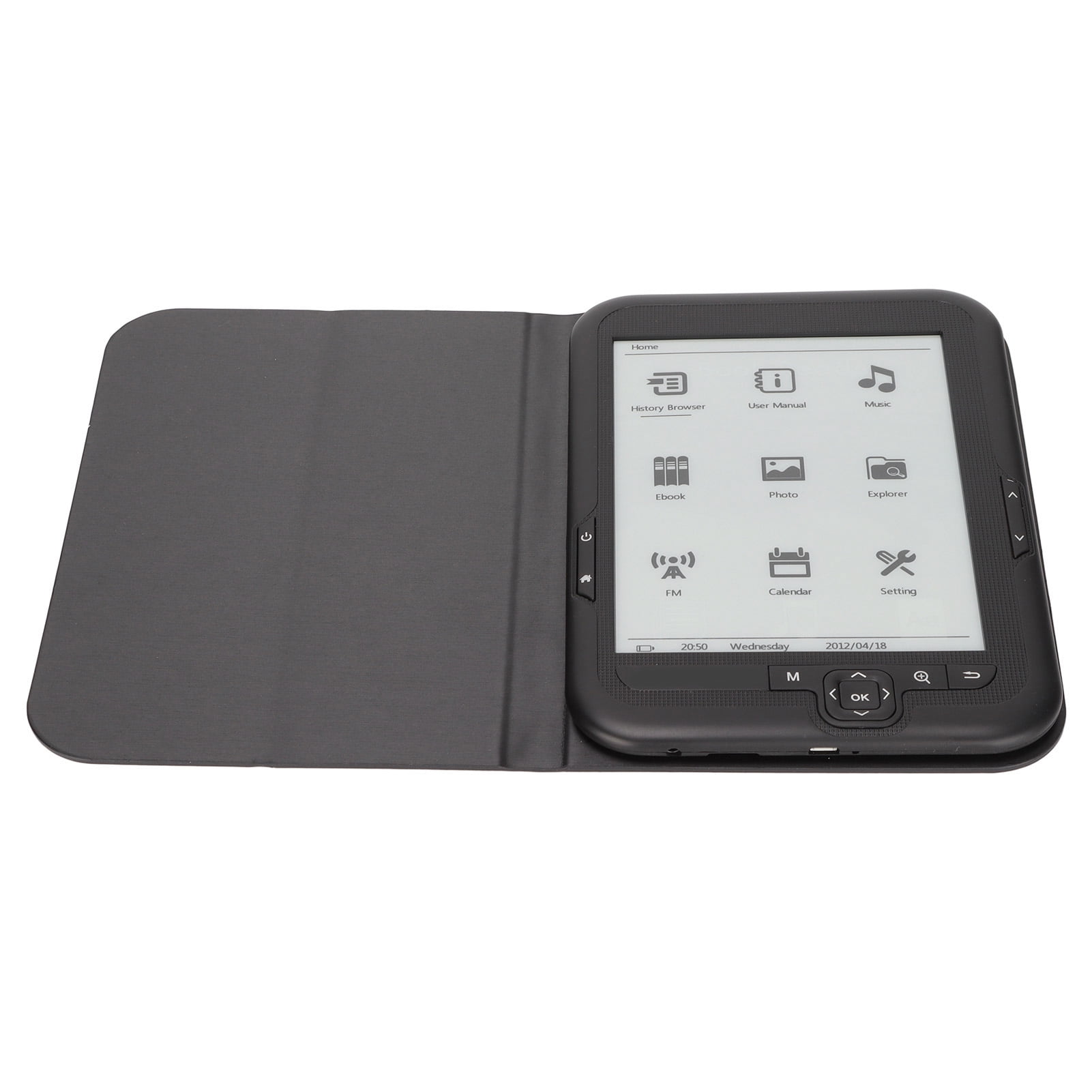 6in HD Ink Screen E Reader, Supports  Music Playback, Multi Function Navigation Keys, Supports Multiple File Formats