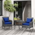 thumbnail image 1 of Costway 3 PCS Patio Furniture Set witn Cushioned Patio Chairs & Tempered Glass Coffee Table Navy, 1 of 10