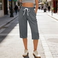 thumbnail image 4 of Fsgntruao Shorts Capris à Cordon pour Femmes, Couleur Unie, avec Poches, 4 of 7