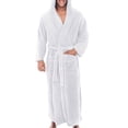 thumbnail image 1 of Innerwin Dressing Gown Solid Color Men Wrap Robe Home Hooded Thicken Plush Bath Robes White 3XL, 1 of 8