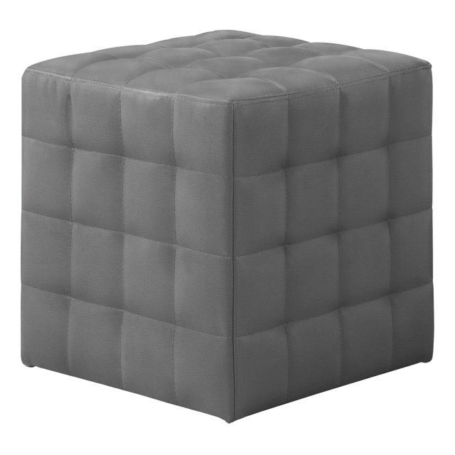 Monarch Specialties Ottoman, Pouf, Footrest, Foot Stool, 18" Square, Linen Look, Grey, Contemporary, Modern