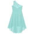 thumbnail image 4 of zdhoor Robe Chic pour Filles à une Épaule Sans Manches pour Fête, Soirée, Bal de Promo, Mariage, Robe pour Demoiselles d'Honneur, Vert Menthe 14, 4 of 5
