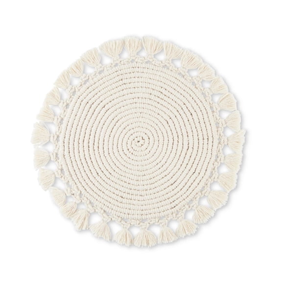 Better Homes & Garden Lauren Ensemble de sets de table en macramé rond 38,1 Naturel 1 pièce