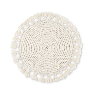 Better Homes & Garden Lauren Ensemble de sets de table en macramé rond 38,1 Naturel 1 pièce