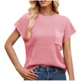 thumbnail image 1 of Timegard Hauts pour Femmes Manches Cap Tricot Col Rond T-Shirts Décontractés Haut Uni avec Poche, 1 of 7