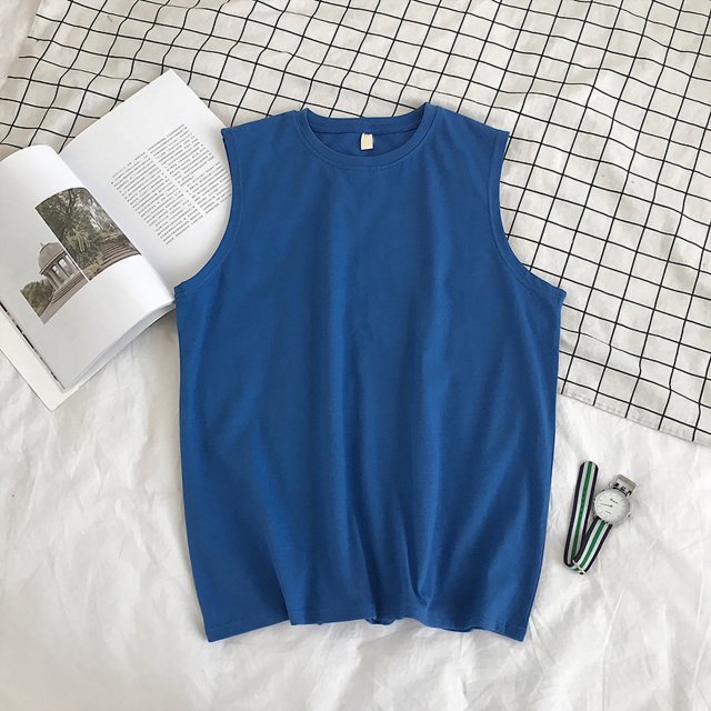 Workout Tank Top Men's Workout Tank Top Sleeveless Pure Color Muscle Shirts For Bodybuilding Gym TrainingBlue 3XL